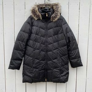 Lands End Down Insulated Faux Fur Trim Parka Coat